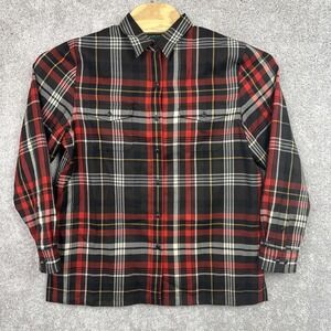 Lauren Ralph Lauren Shirt Men's Size L Worsted‎ Wool Red Plaid Button Vintage